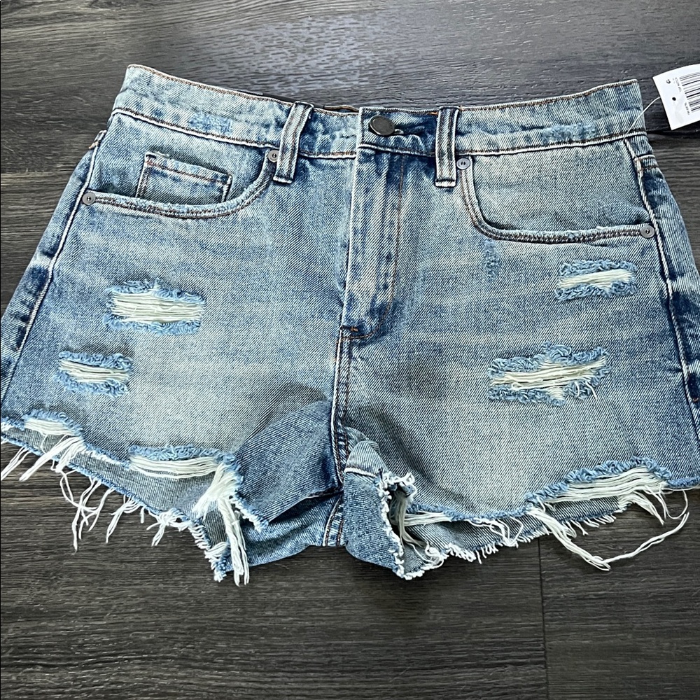 Blank NYC Light Blue Distressed Jean Shorts